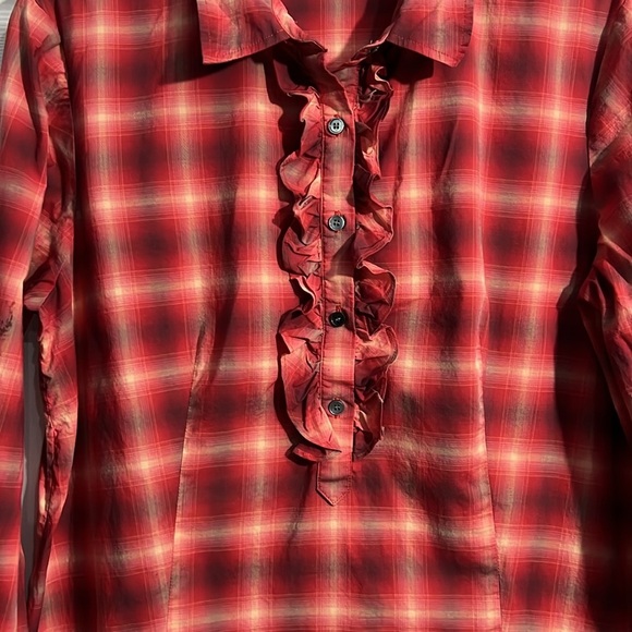 Talbots Womens Button Up Shirt - Size 12 Petite -  Red Plaid. Long Sleeves - Picture 2 of 5